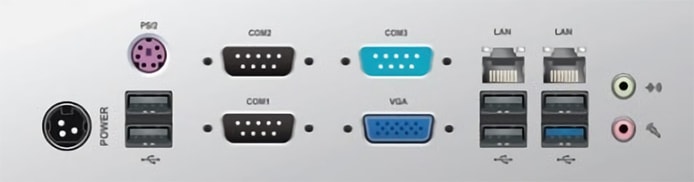 صندوق مکانیزه فروش POSBANK ANYSHOP E2J19 دارای پورت های USB,PS/2,Serial,LAN,Audio,VGA
